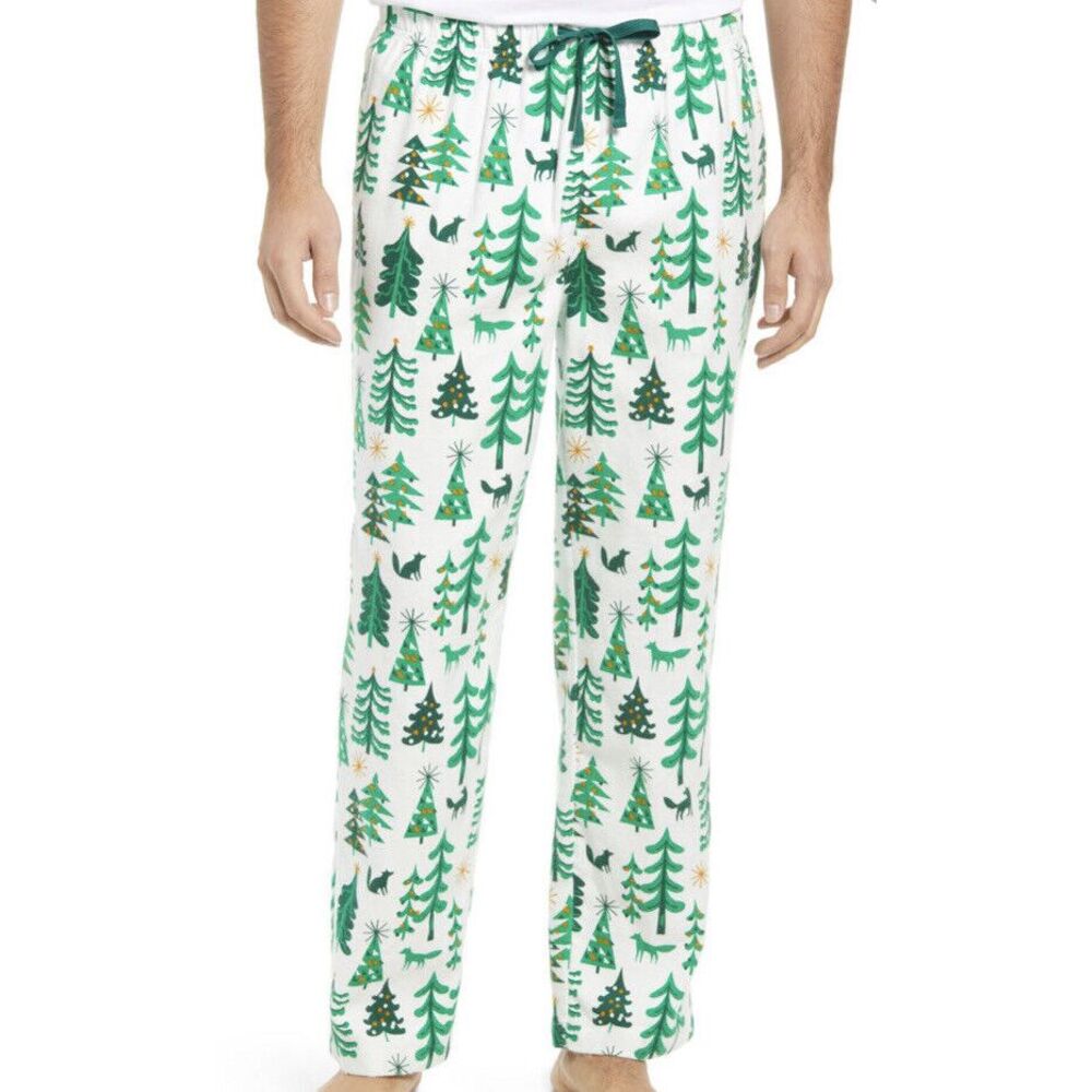 Nordstrom Men's Flannel Xmas Egret Woods Cotton Sleep Lounge Pants NWT $39 Large
